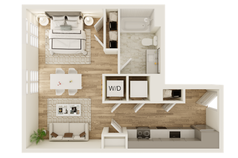 Floor plan for studio, 1 bath, 493 sqft
